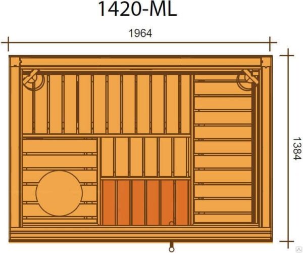 1420M Cedar Sauna Room, Front Glass