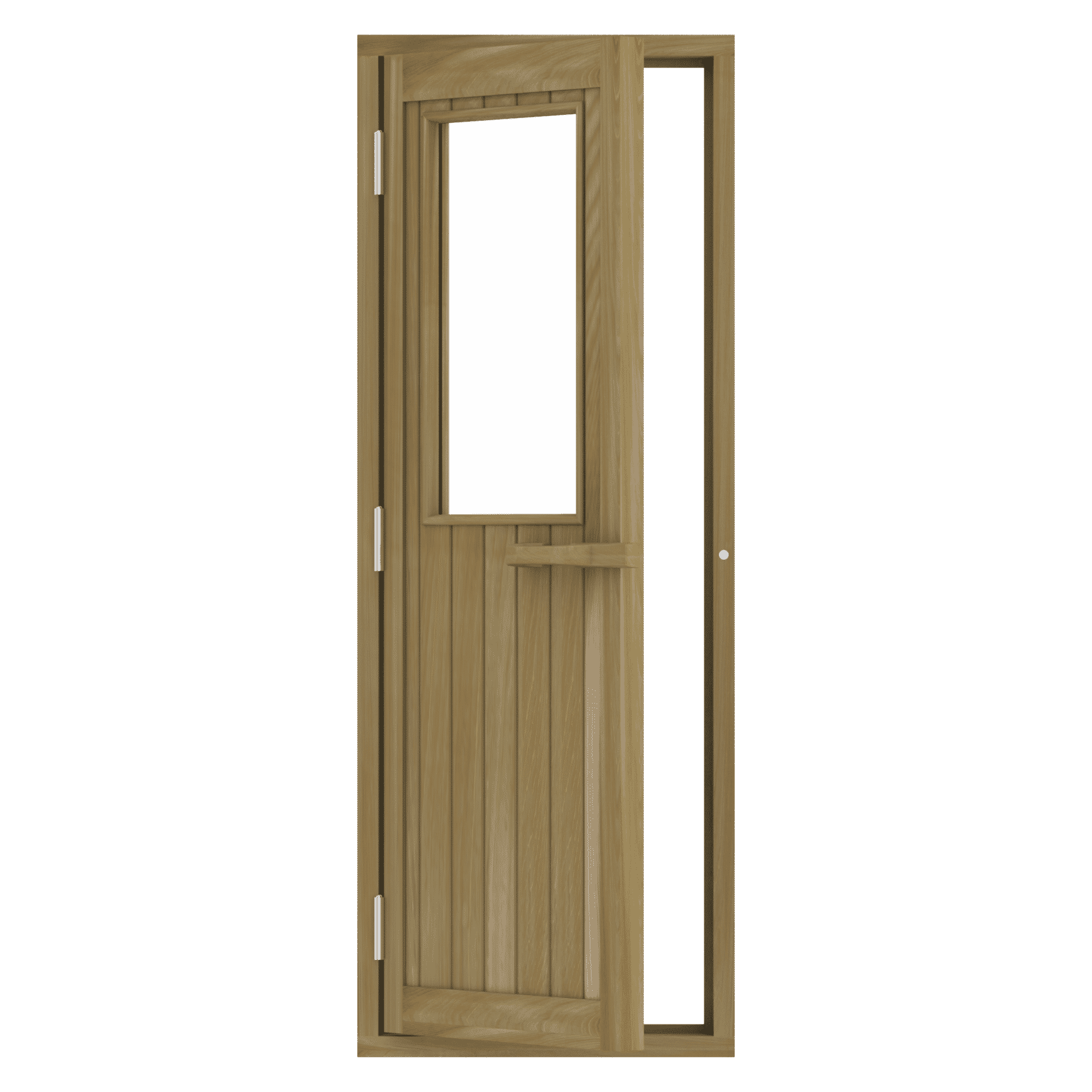Cedar door with small glass window, 690x1890 mm (Left handle)