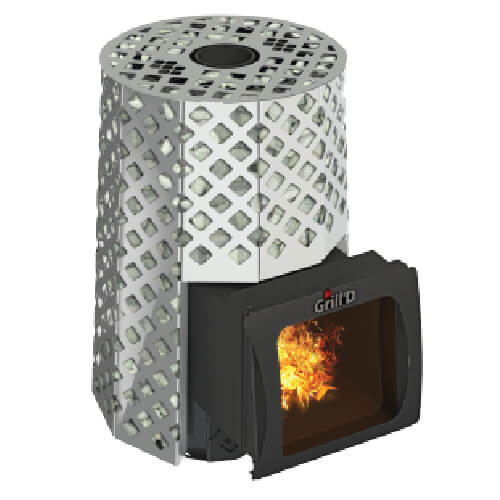 Grill'D Violet Steel Romb Short Window Max with Jade StonesWood-Burning Sauna Heater / Stove