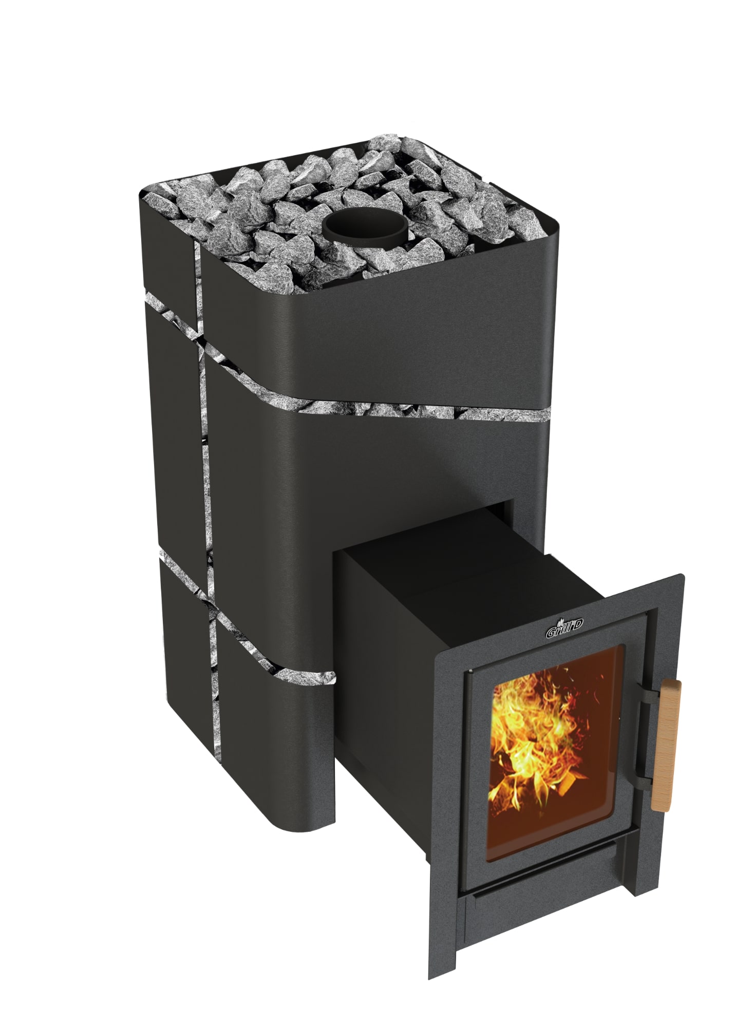 Grill`D Zorro Long Wood-Burning Sauna Heater / Stove Exterior Wood Loading  
