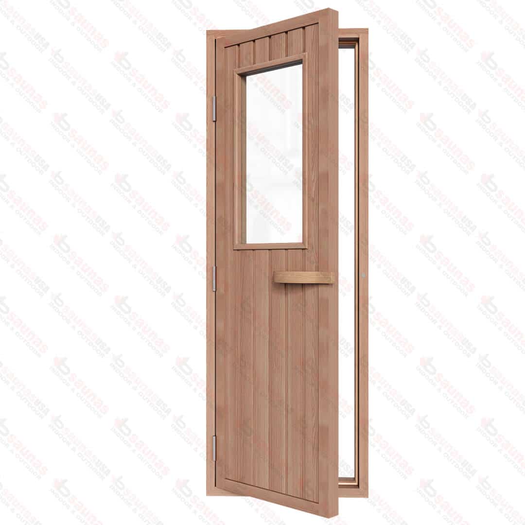 Cedar Door with Glass Window700x2040mm(27 1/2″ x 80 5/16″)