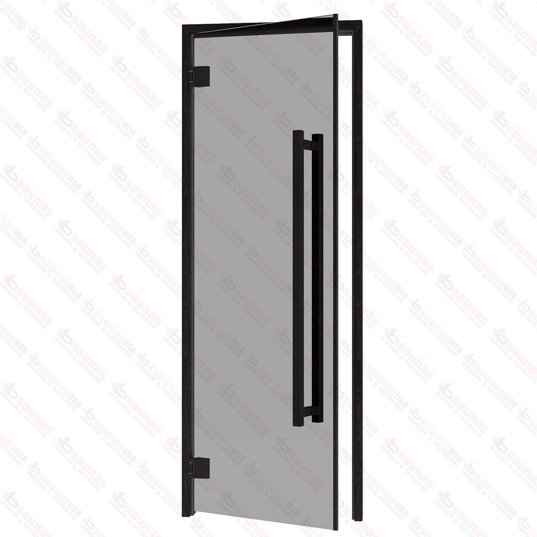 Aspen Black Frame Door Benelux Square, Grey Glass, 690×1890 mm (27 1/8″ x 74 3/8″)