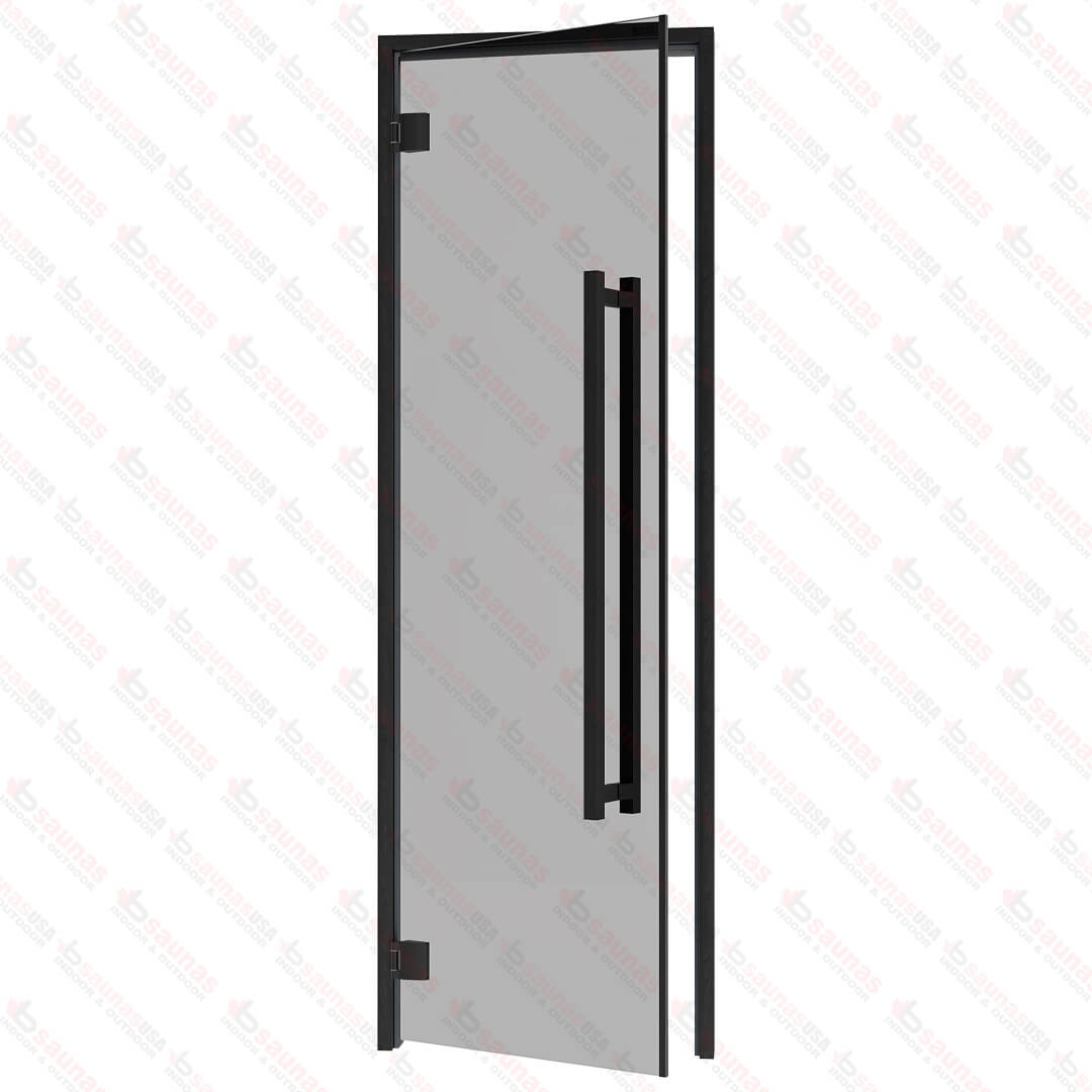 Aspen Black Frame Door Benelux Square, Grey Glass, 690×2090 mm (27 1/8″ x 82 1/4″)